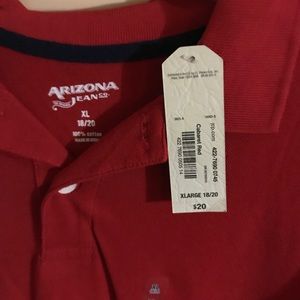 Short sleeve red knit polo top